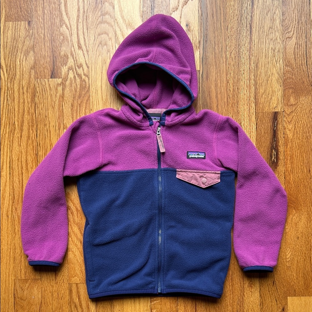 Patagonia Kids' Fleece Hoodie in Purple and Navy